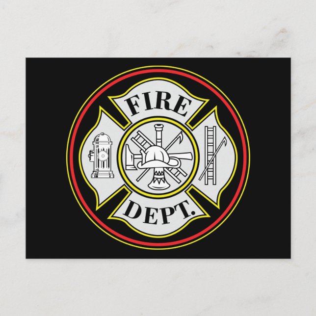 Fire Department Round Badge Postcard (Front)