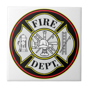 Fire Department Round Badge Tile