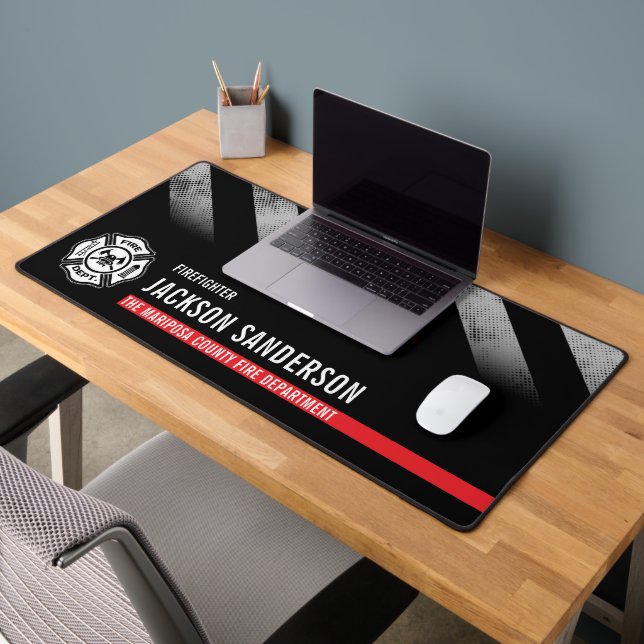 Fire Department Thin Red Line Logo Firefighter Desk Mat (Office 2)