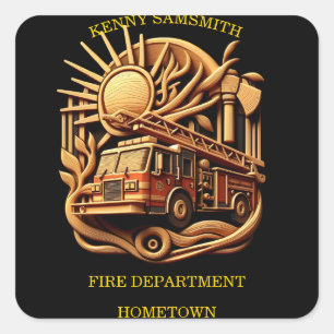 Fire Departments Badge of protecting the community Square Sticker