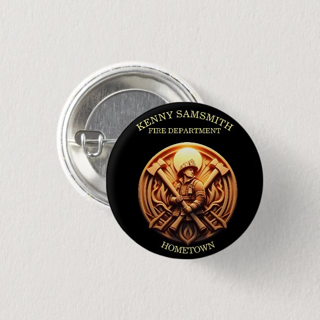 Fire Departments Badge symbolizing bravery 1 Inch Round Button (Front & Back)