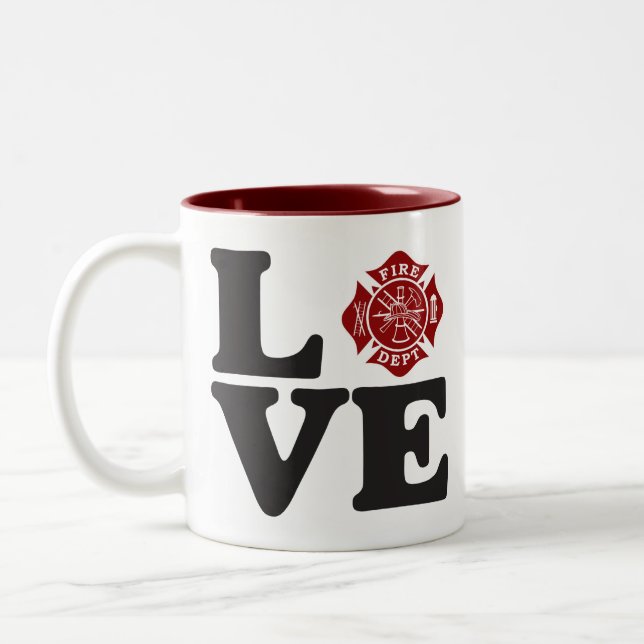 Fire Dept "LOVE" Two Tone Coffee Mug (Left)