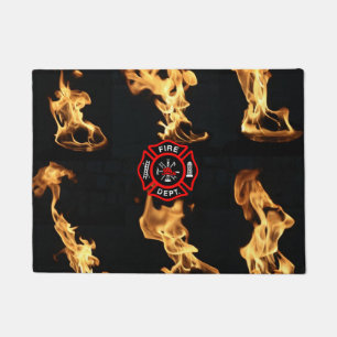 Fire Dept Maltese Cross Firefighter Flames Doormat