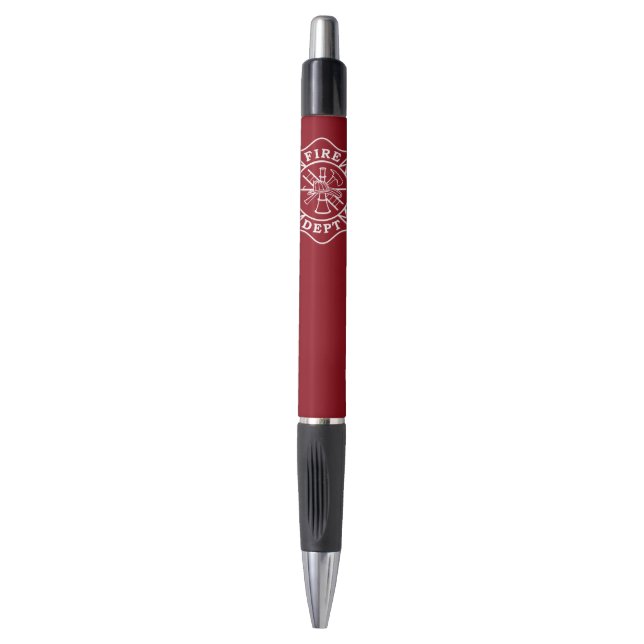 Fire Dept Maltese Cross Pen Rubber Grip Pen (Front Vertical)