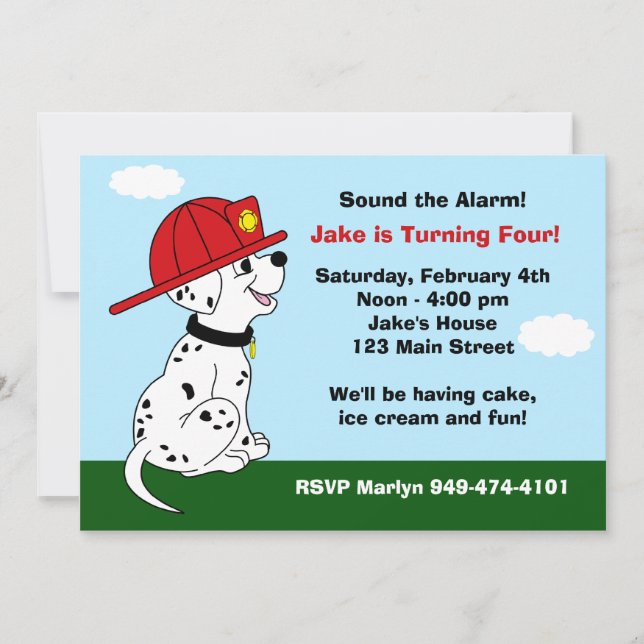 Fire Dog Birthday Party Invitation (Front)