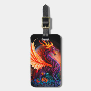 Fire Dragon Castle Fantasy Art Mythical Creatures Luggage Tag