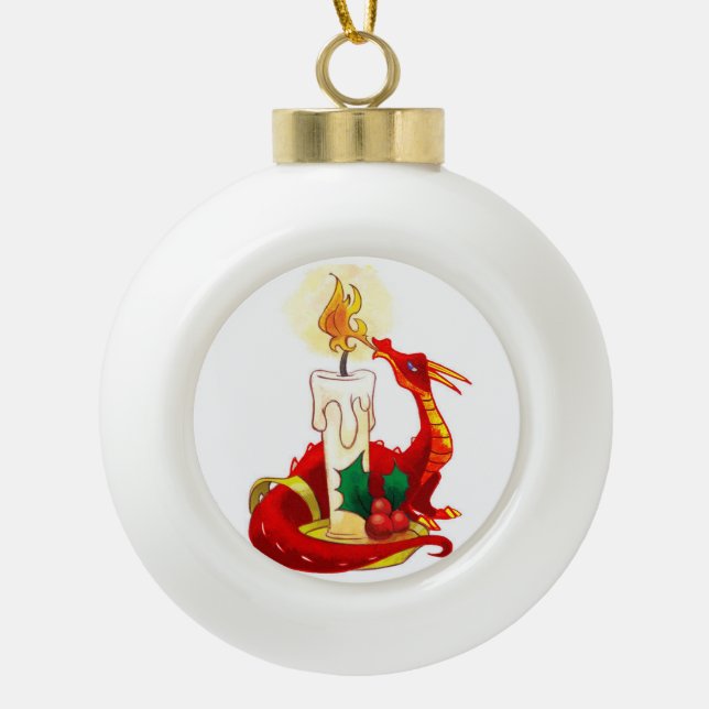 Fire Dragon Christmas Ornament (Front)