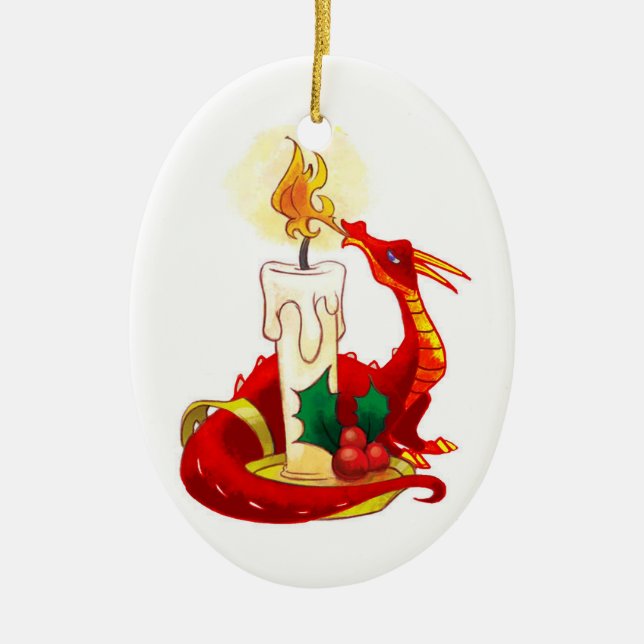 Fire Dragon Christmas Ornament (Front)