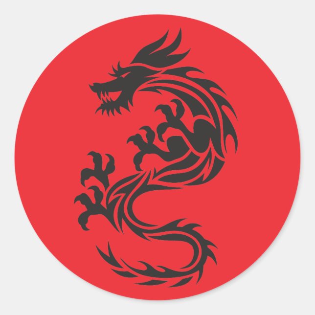 Fire Dragon Classic Round Sticker (Front)
