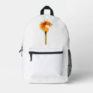 Fire Dragon Matchstick Printed Backpack