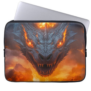 Fire Dragon Under Full Moon Fantasy Laptop Sleeve