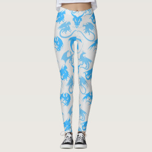 Fire Dragons Pattern LBlue LGrey zbg Leggings