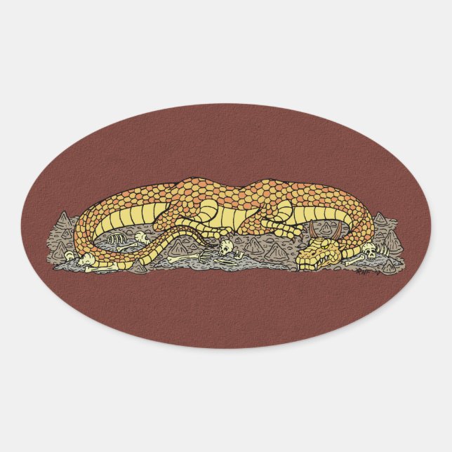 Fire Drake at Rest Oval Sticker (Front)
