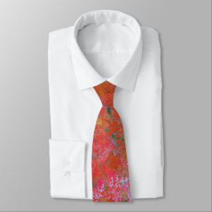 Fire Element Alcohol Ink Abstract Orange Tie
