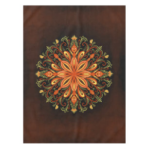 Fire Element Mandala - Kaleidoscopic Flame Creatur Tablecloth