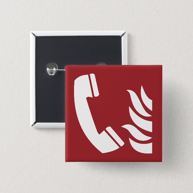 Fire Emergency Phone Safety Sign 2 Inch Square Button (Front & Back)