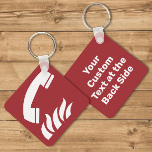 Fire Emergency Phone Safety Sign Keychain