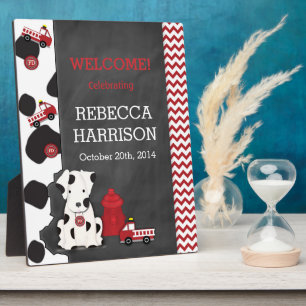 Fire Engin Baby Shower Poster Plaque