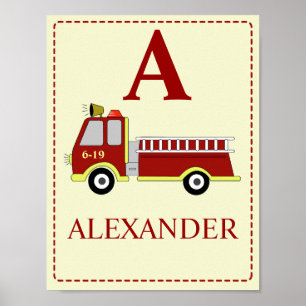 FIRE ENGINE Baby boy's room nursery Art Print