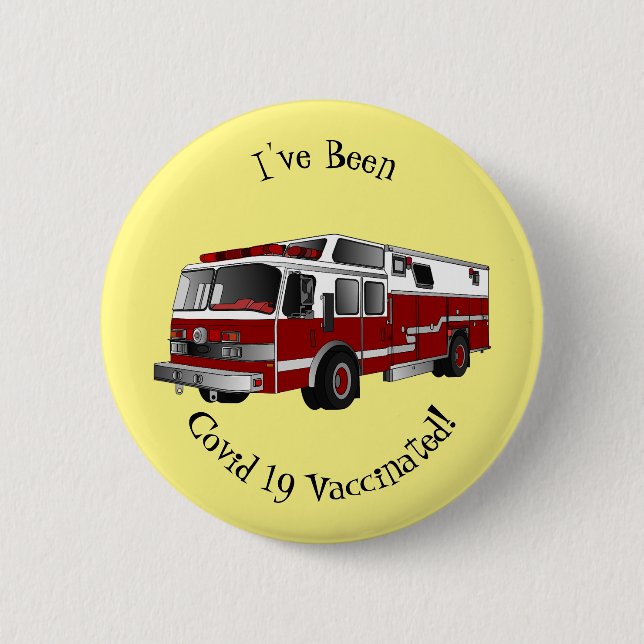 Fire engine cartoon illustration 2 inch round button (Front)