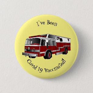 Fire engine cartoon illustration 2 inch round button