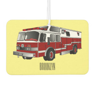 Fire engine cartoon illustration air freshener