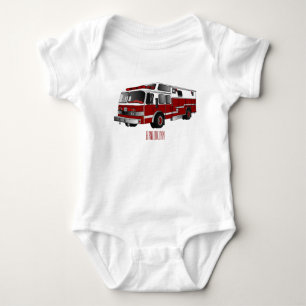 Fire engine cartoon illustration baby bodysuit