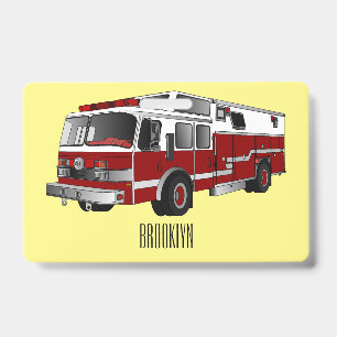 Fire engine cartoon illustration badge