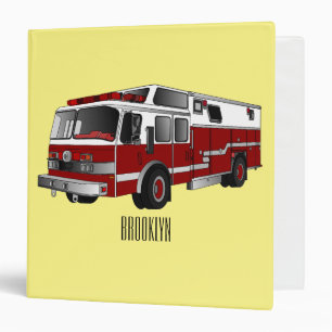 Fire engine cartoon illustration binder