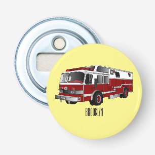 Fire engine cartoon illustration bottle opener
