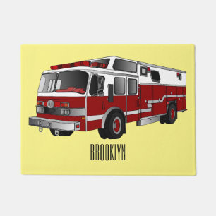 Fire engine cartoon illustration doormat