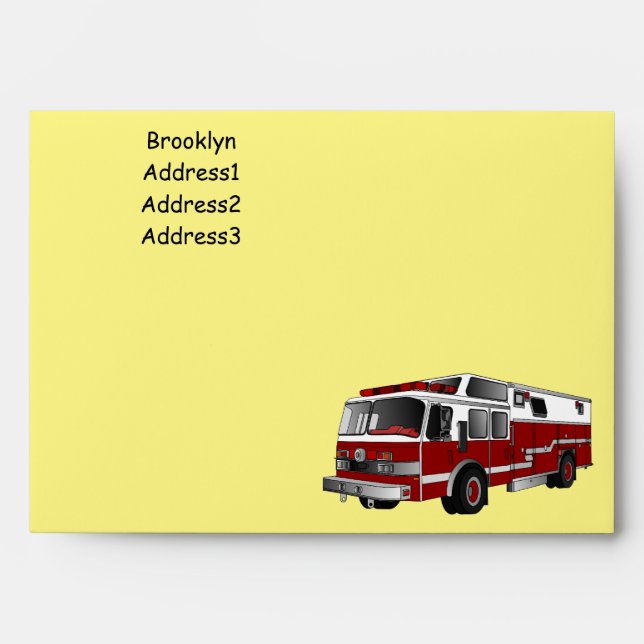 Fire engine cartoon illustration envelope (Front)