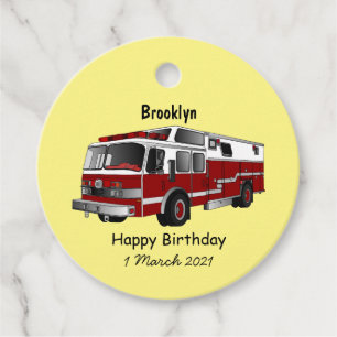 Fire engine cartoon illustration favour tags