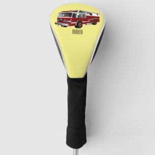 Fire engine cartoon illustration golf head cover