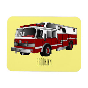 Fire engine cartoon illustration magnet