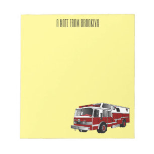 Fire engine cartoon illustration notepad