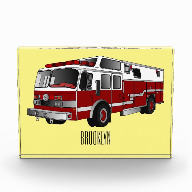Fire engine cartoon illustration photo block (Front)
