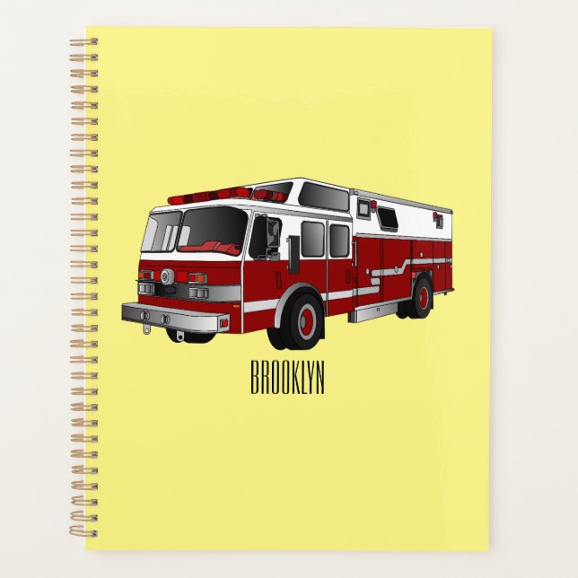 Fire engine cartoon illustration planner (Front)