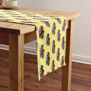 Fire engine cartoon illustration short table runner