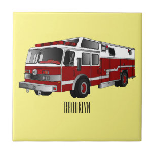 Fire engine cartoon illustration tile