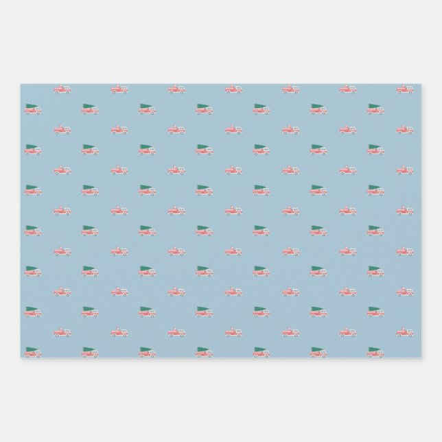 Fire Engine Christmas Parade Wrapping Paper Sheet (Front)