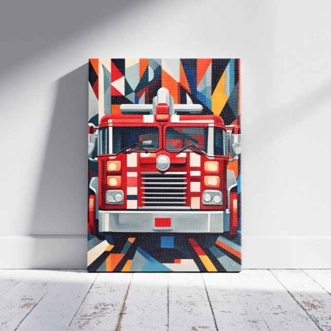 Fire Engine Cubism Canvas Print (Creator Uploaded)