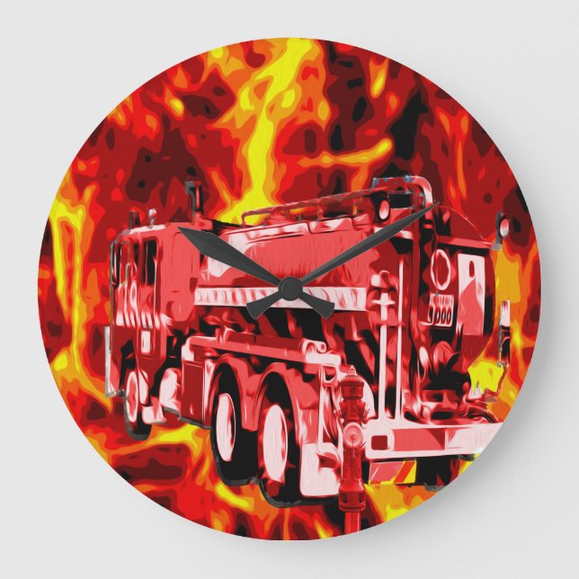 Fire Engine Fire Storm, Wall Clock (Front)