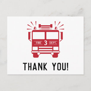 Fire Engine   Fire Truck Birthday Thank you Postcard