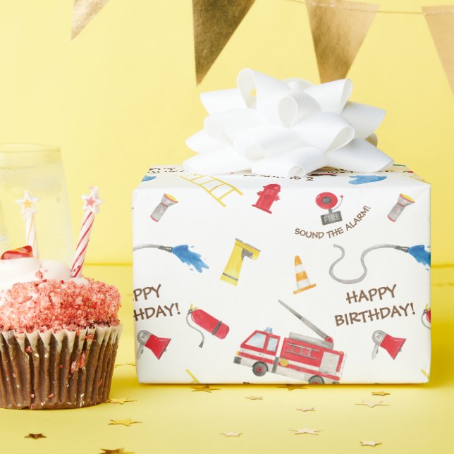 Fire Engine Firetruck Fire Truck Wrapping Paper (Birthday Party)