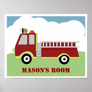 Fire Engine Firetruck Personalized Art Print