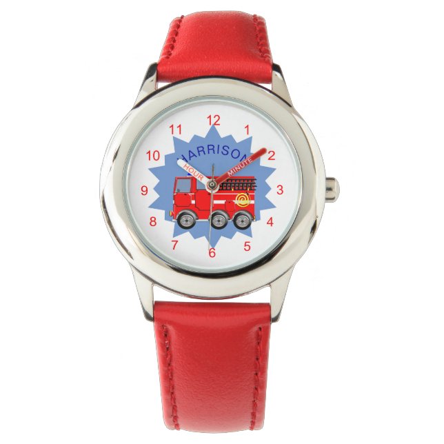 Fire Engine Personalized Boys Cute Watch (Front)