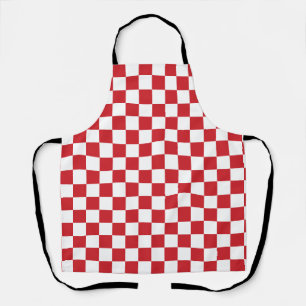 Fire Engine Red and White Chequered Vintage Apron