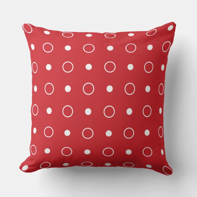 Fire Engine Red and white dots Throw Pillow (Front)