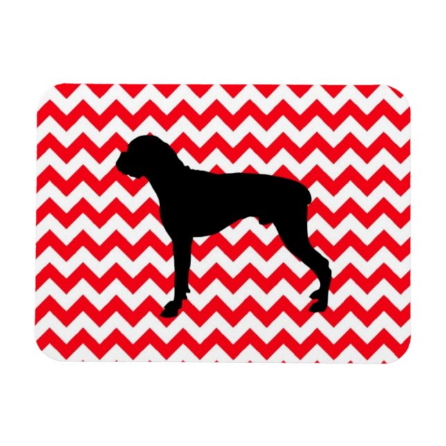 Fire Engine Red Chevron With Boxer Silhouette Magnet (Horizontal)